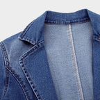 Women's Refined Denim Lapel Blazer