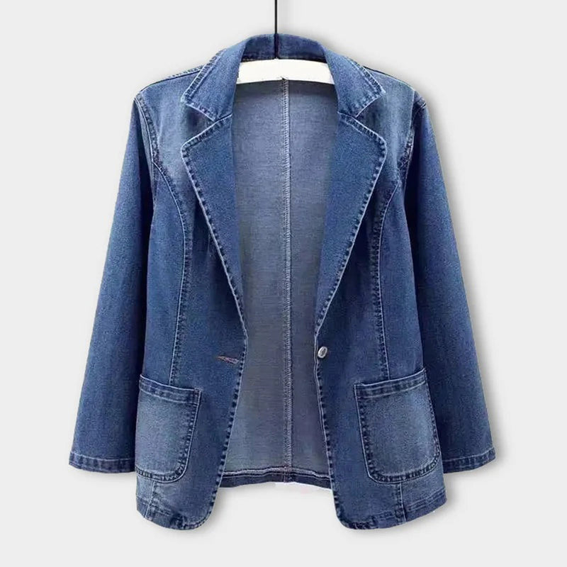 Women's Refined Denim Lapel Blazer