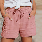 Women's Drawstring Gauze Shorts for Relaxed Wear