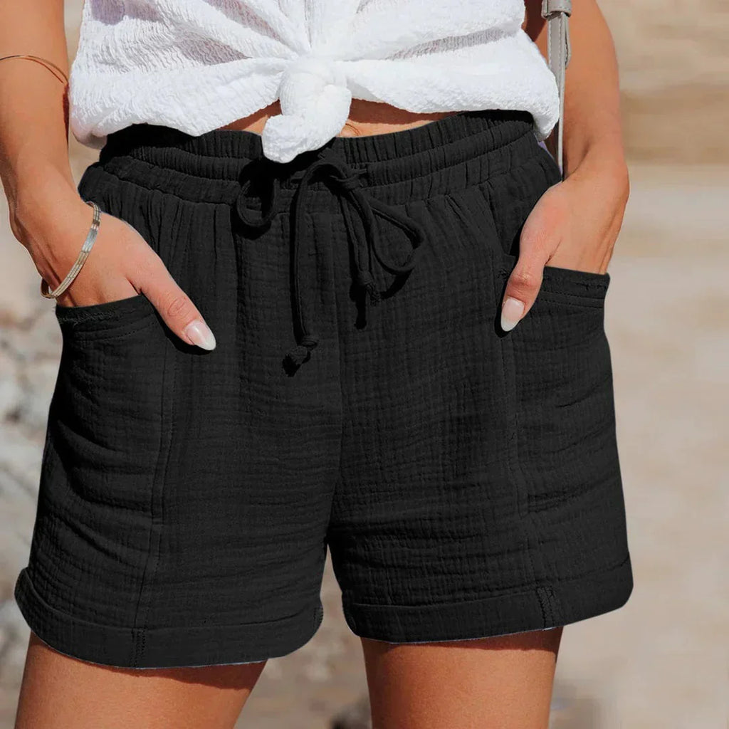 Women's Drawstring Gauze Shorts for Relaxed Wear