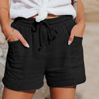 Women's Drawstring Gauze Shorts for Relaxed Wear