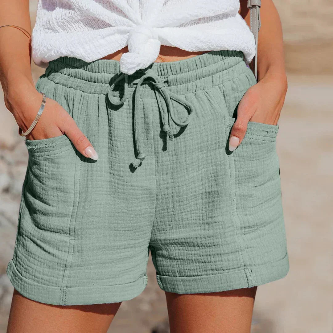 Women's Drawstring Gauze Shorts for Relaxed Wear
