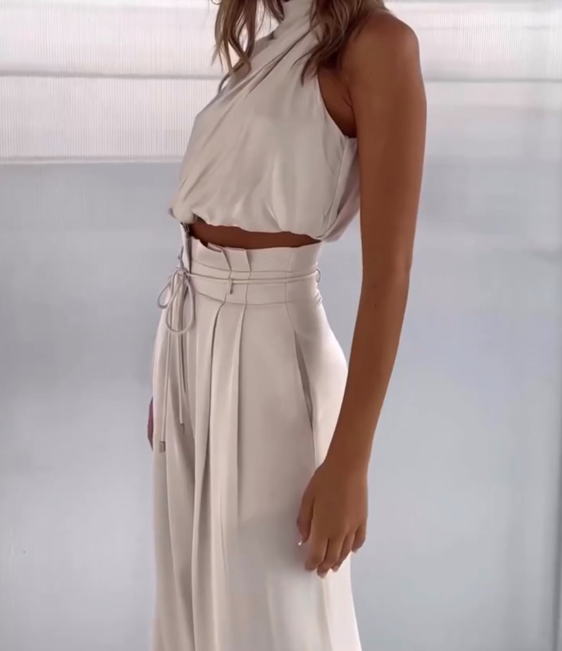 Niki | Halter Neck Top & Wide Leg Pants Co-ord Set