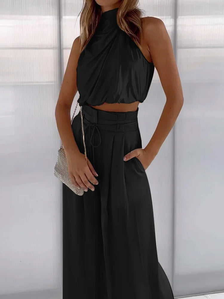 Niki | Halter Neck Top & Wide Leg Pants Co-ord Set