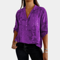 Niki | Women's Jacquard Button-Front Shirt with Adjustable Sleeves