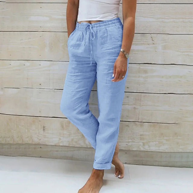 Airy Linen Trousers with Drawstring Waist