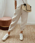 Niki | Cropped Linen Drawstring Pants for Casual Wear
