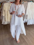 Asymmetrical Linen Tunic & Pant Set