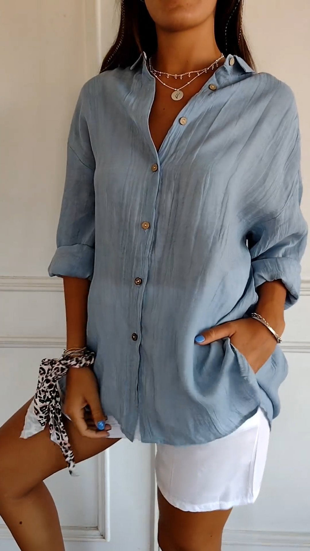 Niki | Women's Relaxed Fit Crinkled Button-Up Shirt