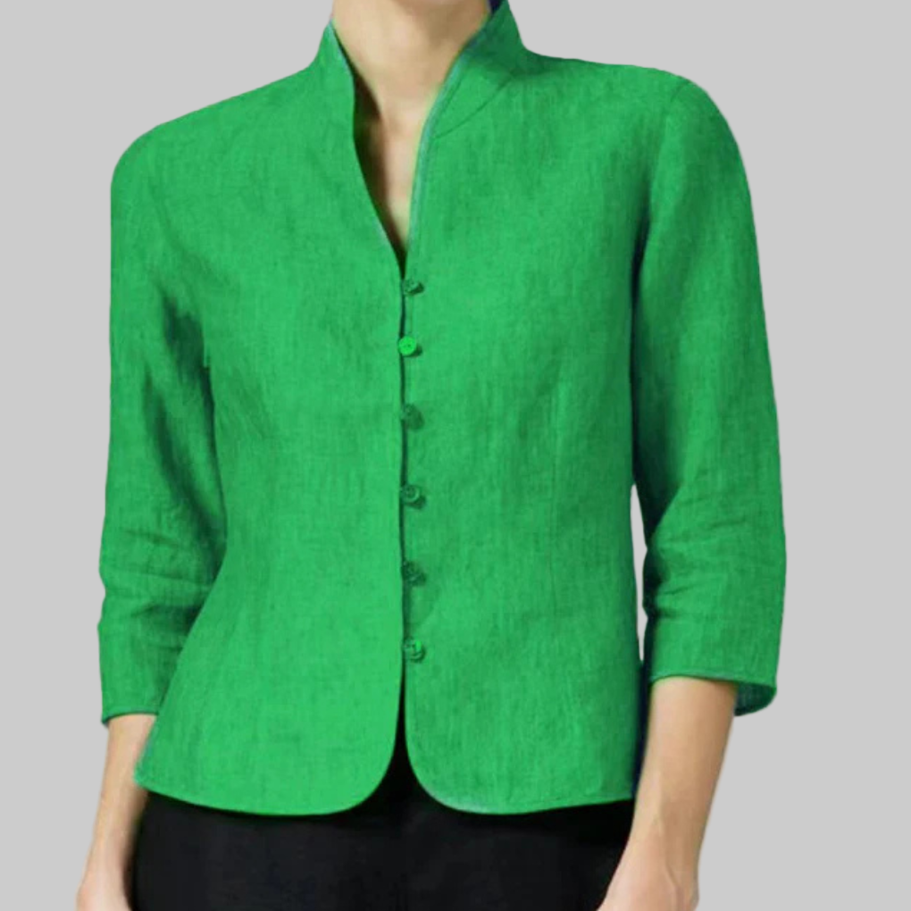 Mandarin Collar Button-Up Shirt