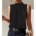 Niki | Women's Pleated Mock Neck Top for Elegant Style