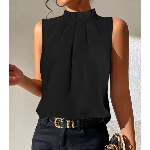 Niki | Women's Pleated Mock Neck Top for Elegant Style
