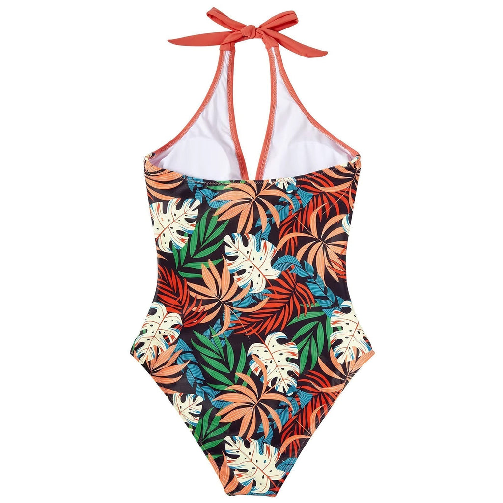 Niki | Women's Halterneck Tropical One-Piece Swimsuit