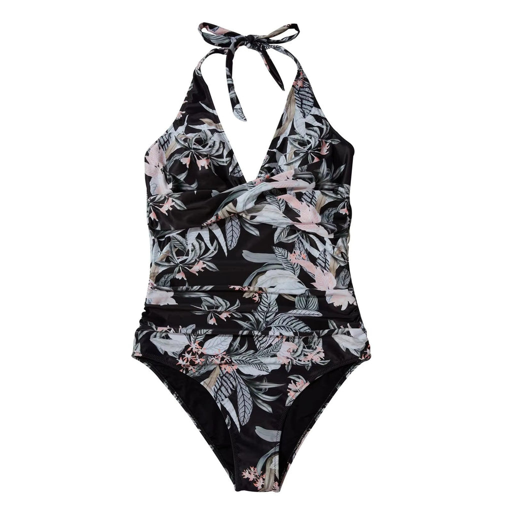 Niki | Women's Halterneck Tropical One-Piece Swimsuit