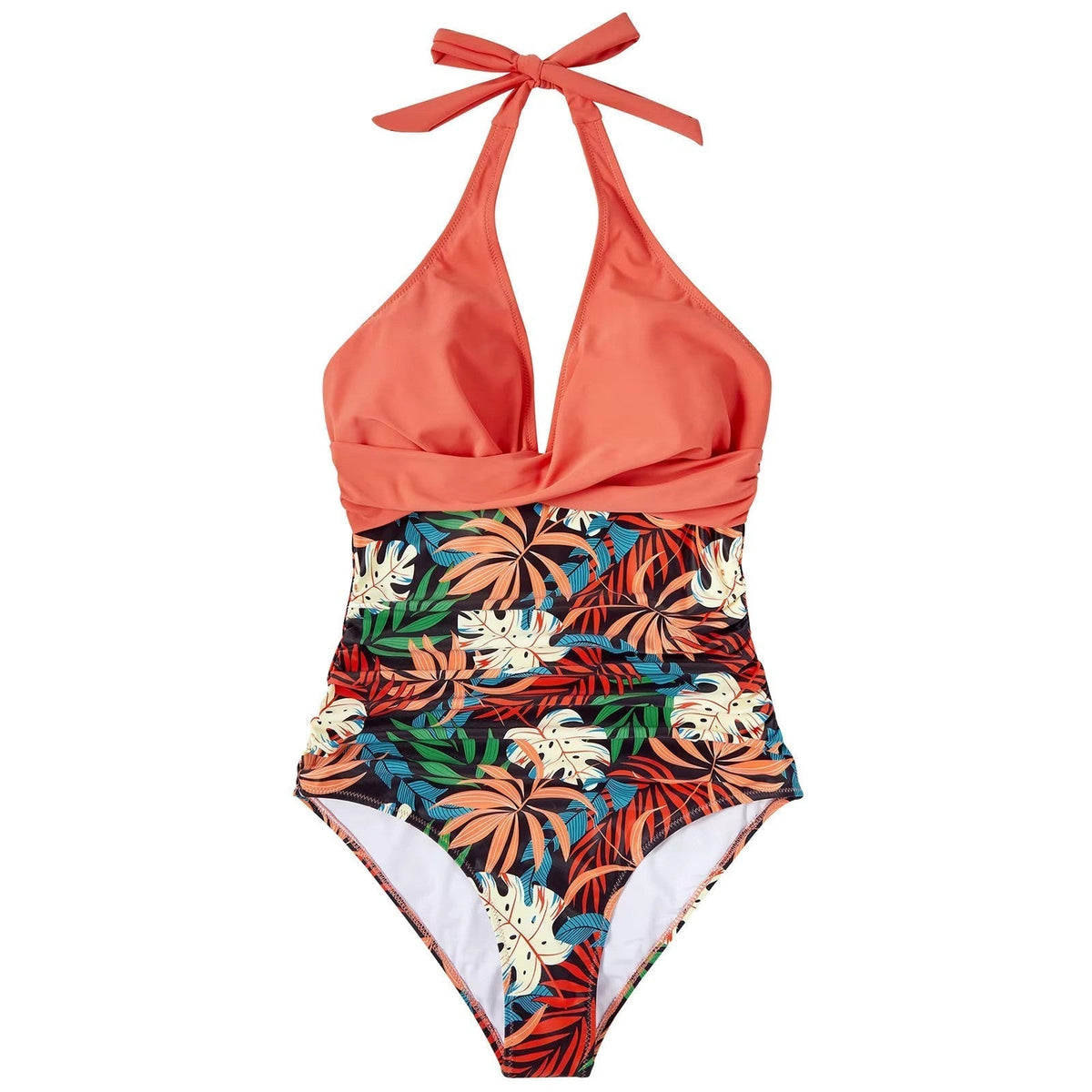 Niki | Women's Halterneck Tropical One-Piece Swimsuit