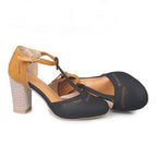 Women's Orthopedic T-Strap Heels with Cutout Detail
