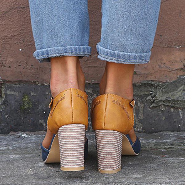 Women's Orthopedic T-Strap Heels with Cutout Detail