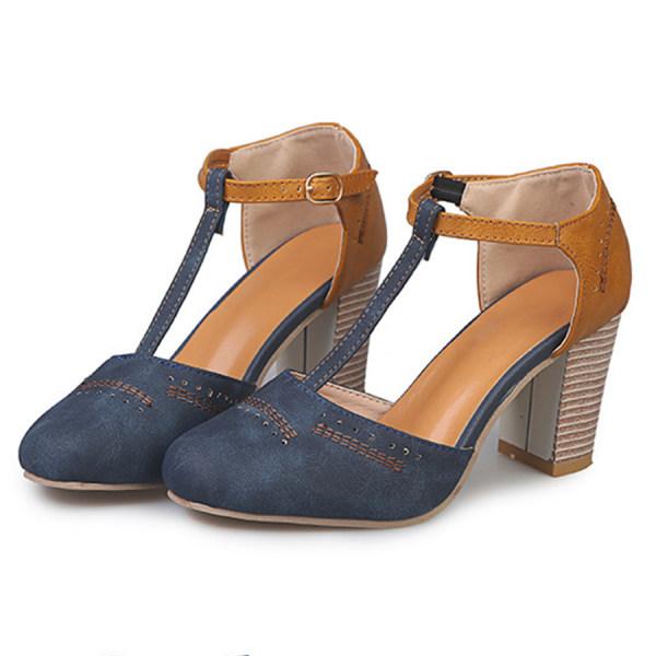 Women's Orthopedic T-Strap Heels with Cutout Detail