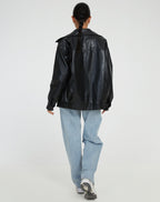 Oversized Comfort Leather Jacket for Women
