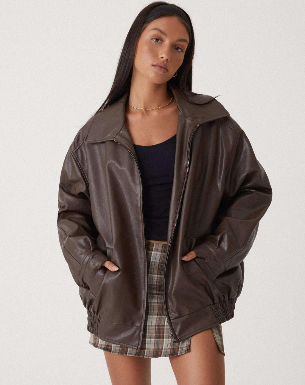 Oversized Comfort Leather Jacket for Women