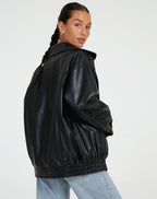 Oversized Comfort Leather Jacket for Women