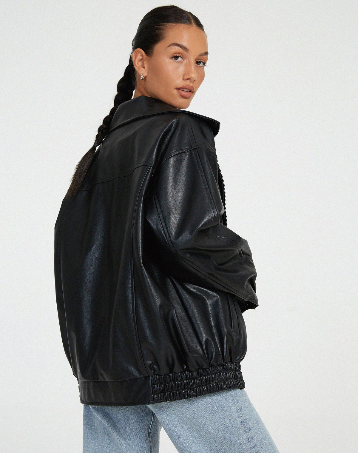Oversized Comfort Leather Jacket for Women