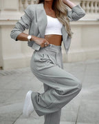Niki | Women's Versatile Pinstripe Blazer & Trouser Set