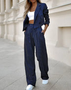 Niki | Women's Versatile Pinstripe Blazer & Trouser Set