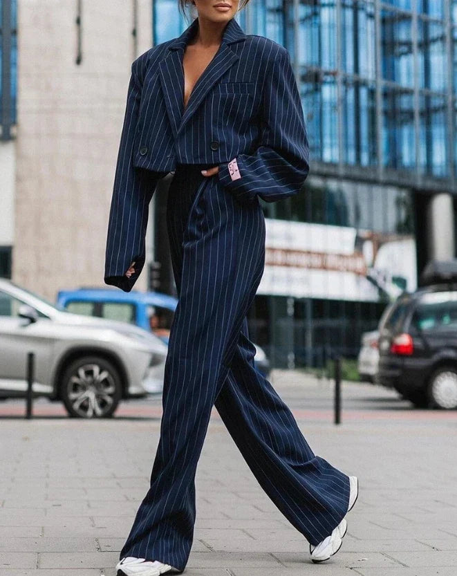 Niki | Women's Versatile Pinstripe Blazer & Trouser Set