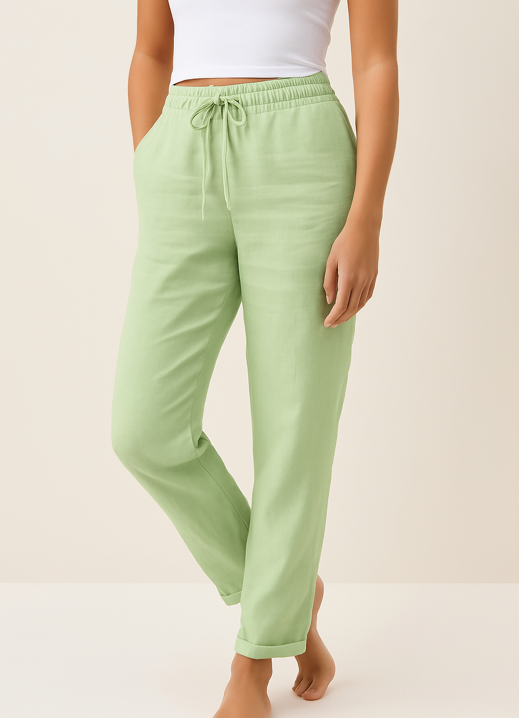 Easygoing Linen Blend Drawstring Pants