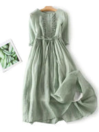 Niki | Women's Breezy Ruffle Linen Maxi Dress