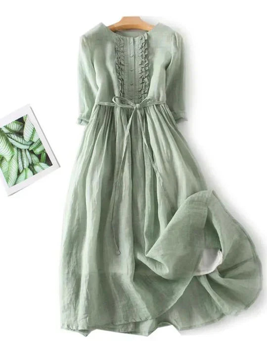 Niki | Women's Breezy Ruffle Linen Maxi Dress
