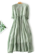 Niki | Tiered Ruffle Front Linen Maxi Dress