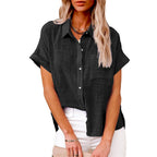 Niki | Airy Cotton Linen Blend Short Sleeve Shirt