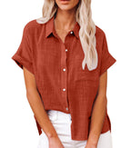 Niki | Airy Cotton Linen Blend Short Sleeve Shirt