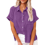 Niki | Airy Cotton Linen Blend Short Sleeve Shirt