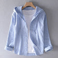 Women's Striped Linen Shirt with Hood