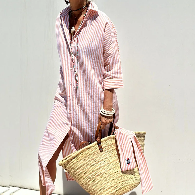 Women's Effortless Striped Midi Dress