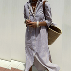 Women's Effortless Striped Midi Dress