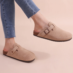 Niki | Women's Suede Mules with Adjustable Buckle