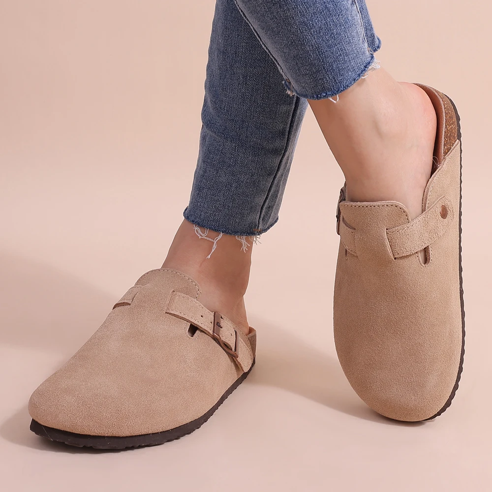 Niki | Women's Suede Mules with Adjustable Buckle