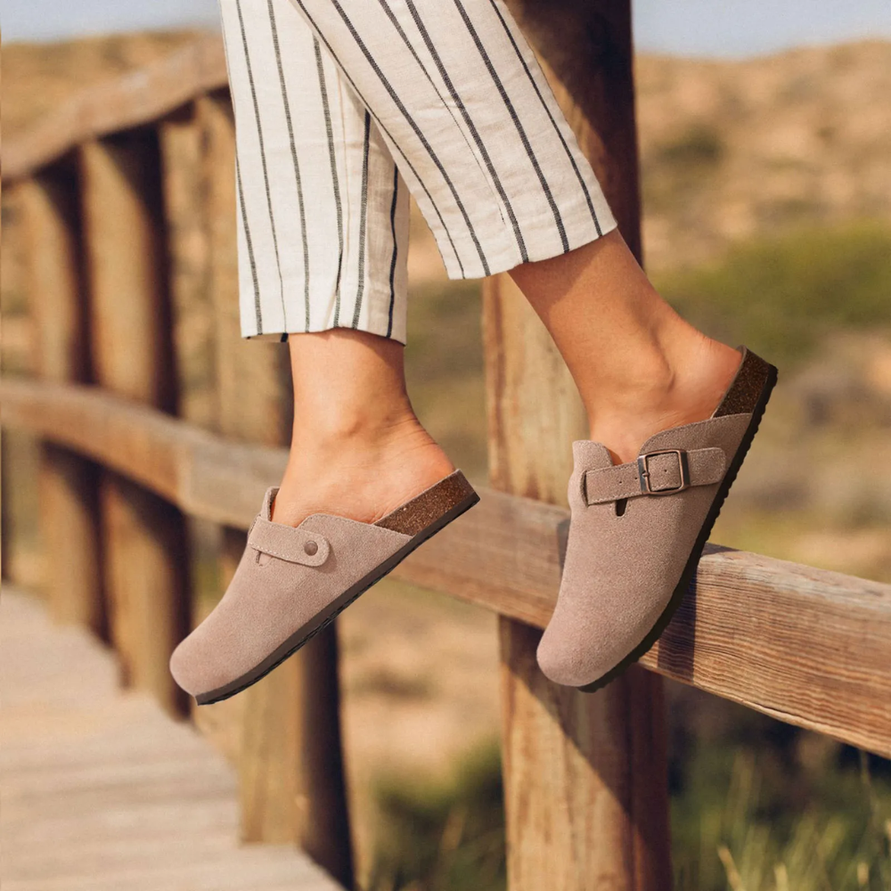 Niki | Women's Suede Mules with Adjustable Buckle