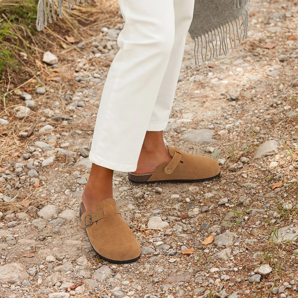 Niki | Women's Suede Mules with Adjustable Buckle