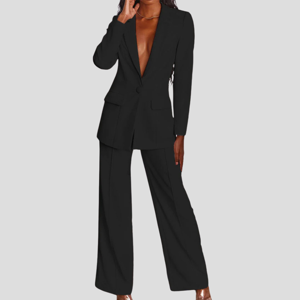 Women's Tailored Blazer and Pant Suit Set