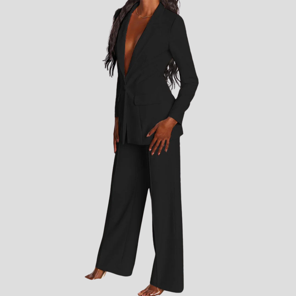 Women's Tailored Blazer and Pant Suit Set