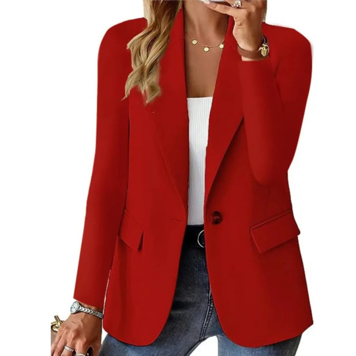 Women's Tailored Single-Button Blazer Jacket