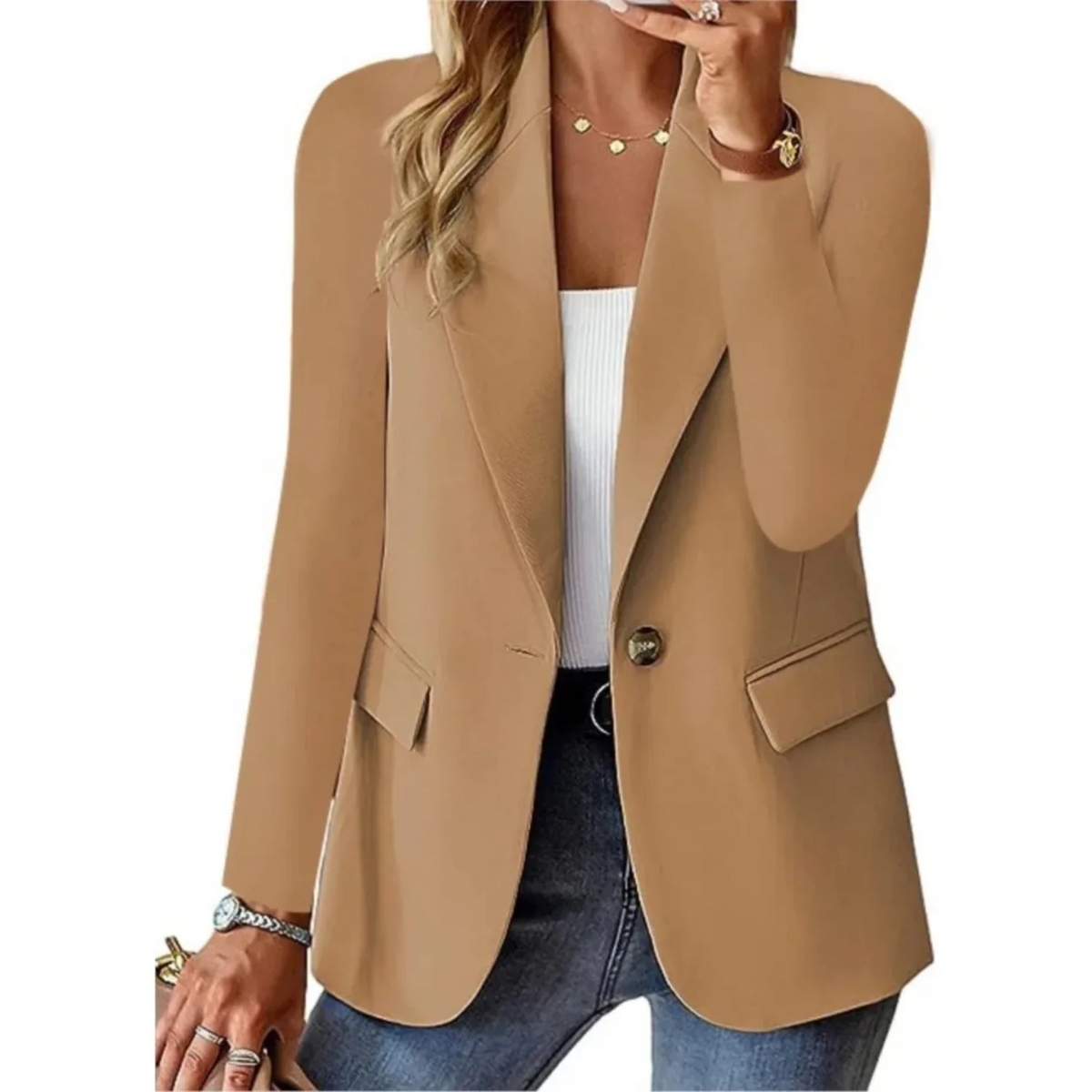 Women's Tailored Single-Button Blazer Jacket