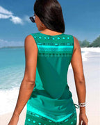 Geometric Print Tankini Swim Set for Women