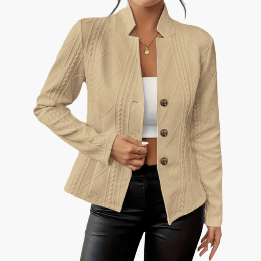 Niki | Textured Knit Single Button Blazer Jacket