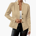 Niki | Textured Knit Single Button Blazer Jacket